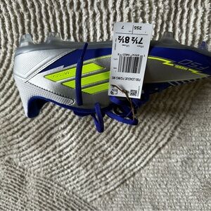 adidas Kids Silver/Blue/Neon Yellow Soccer Cleats